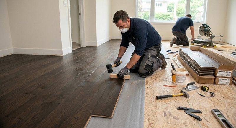 Dark Wood Floor Installation in Rock Hill, SC
